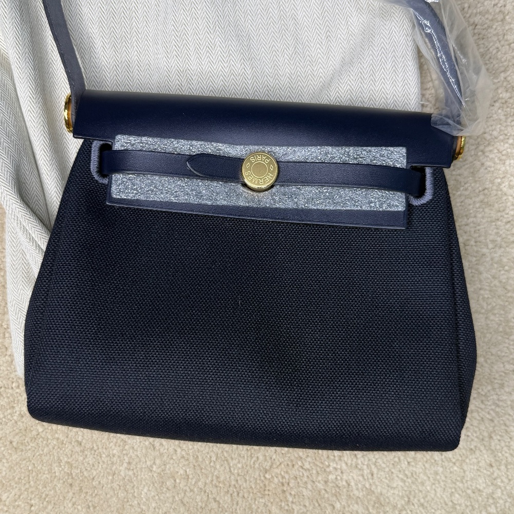 New 2025 Hermes Herbag Mini Dark Blue / Navy Blue GHW - Picture 2 of 11